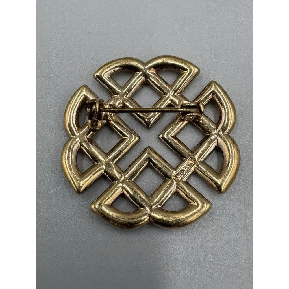 Vintage Soldor Signed Gold Colored Celtic Knot Design Brooch